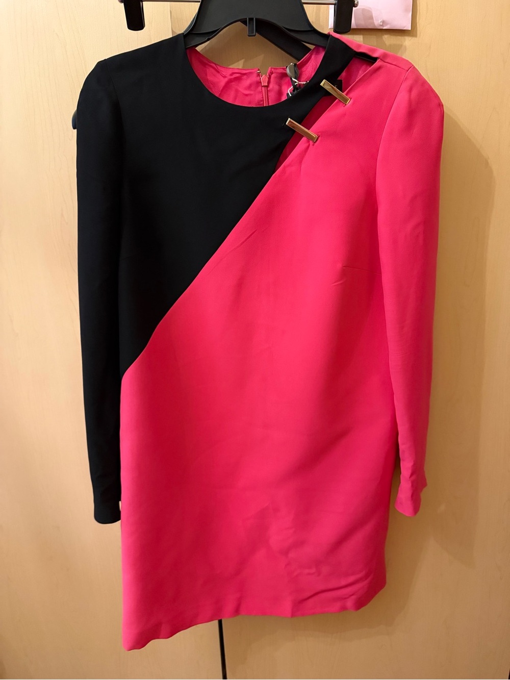 Versace Pink and Black Diagonal Colorblock Mini Dress